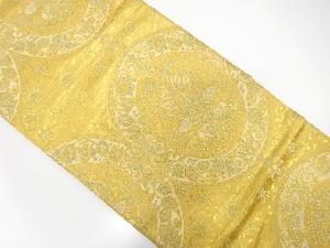 絵皿に花更紗模様織出し袋帯